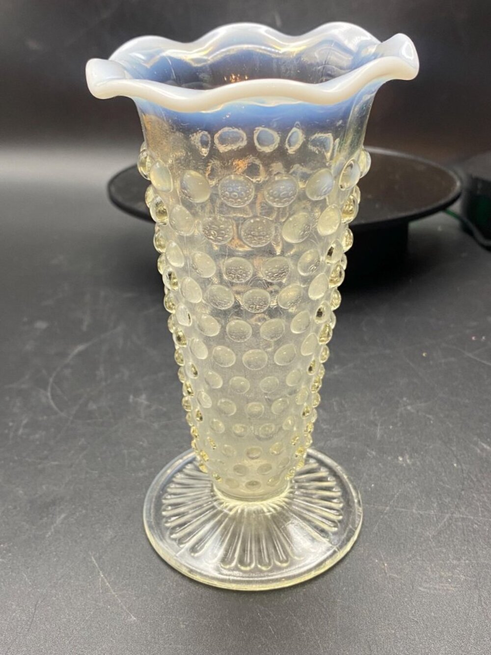 Moonstone Hobnail Ruffled Vase - Picture 3 of 5